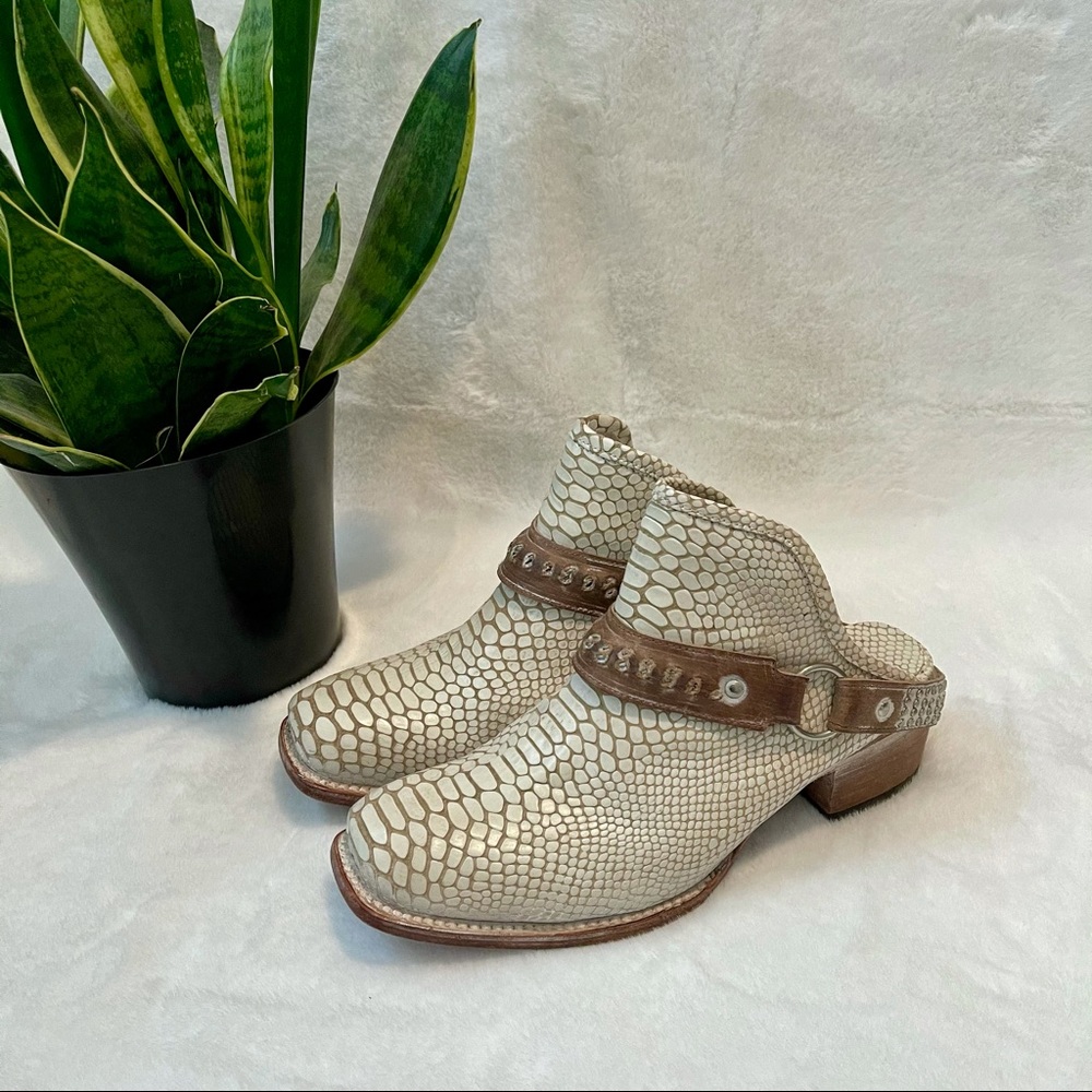 Freebird by Steven White Leather Snake Mules